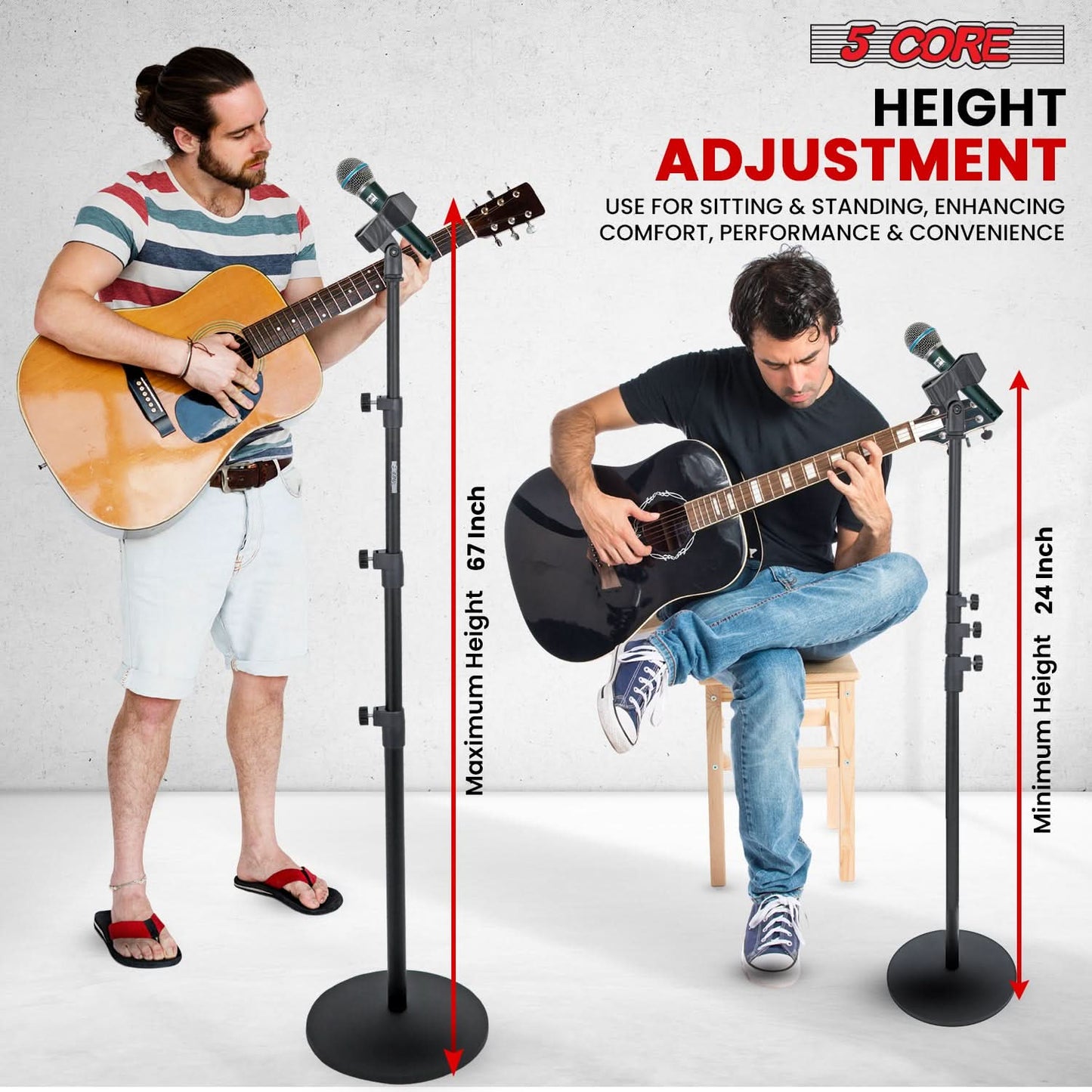 5Core Mic Stand Floor Adjustable Universal Heavy Duty Microphone Stands Round Base Soporte De micrófono-3