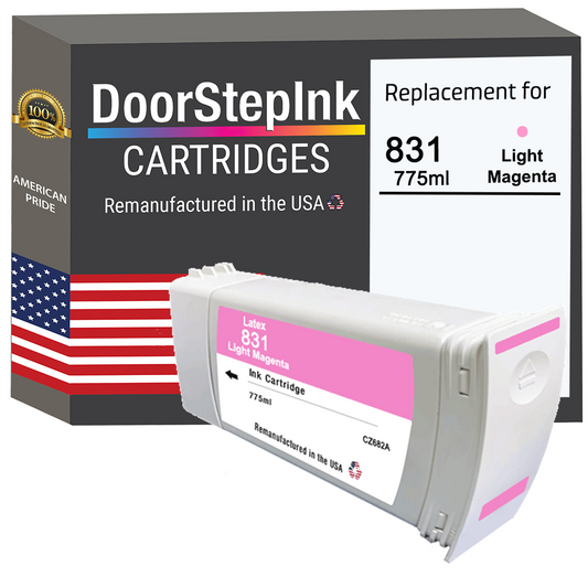 DoorStepInk Brand for HP 831 (CZ687A) Light Magenta Latex 775-ml High Quality Remanufactured in the USA Ink Cartridge-0