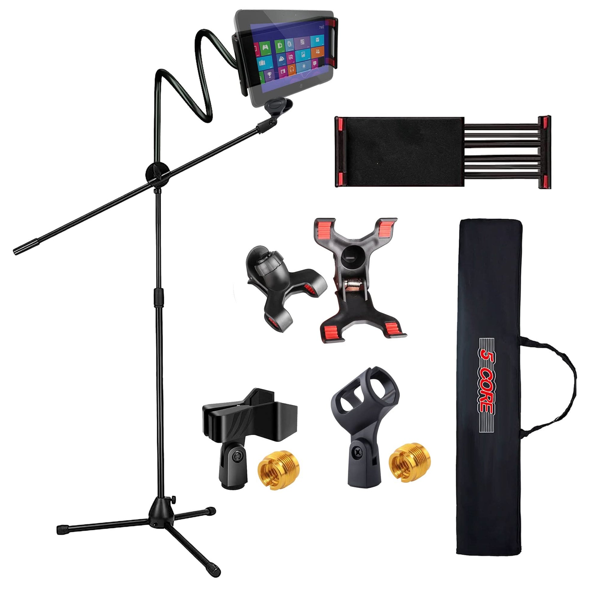 5 Core Tripod Mic Stand w Phone Holder Height Adjustable Microphone Mount Stands-1