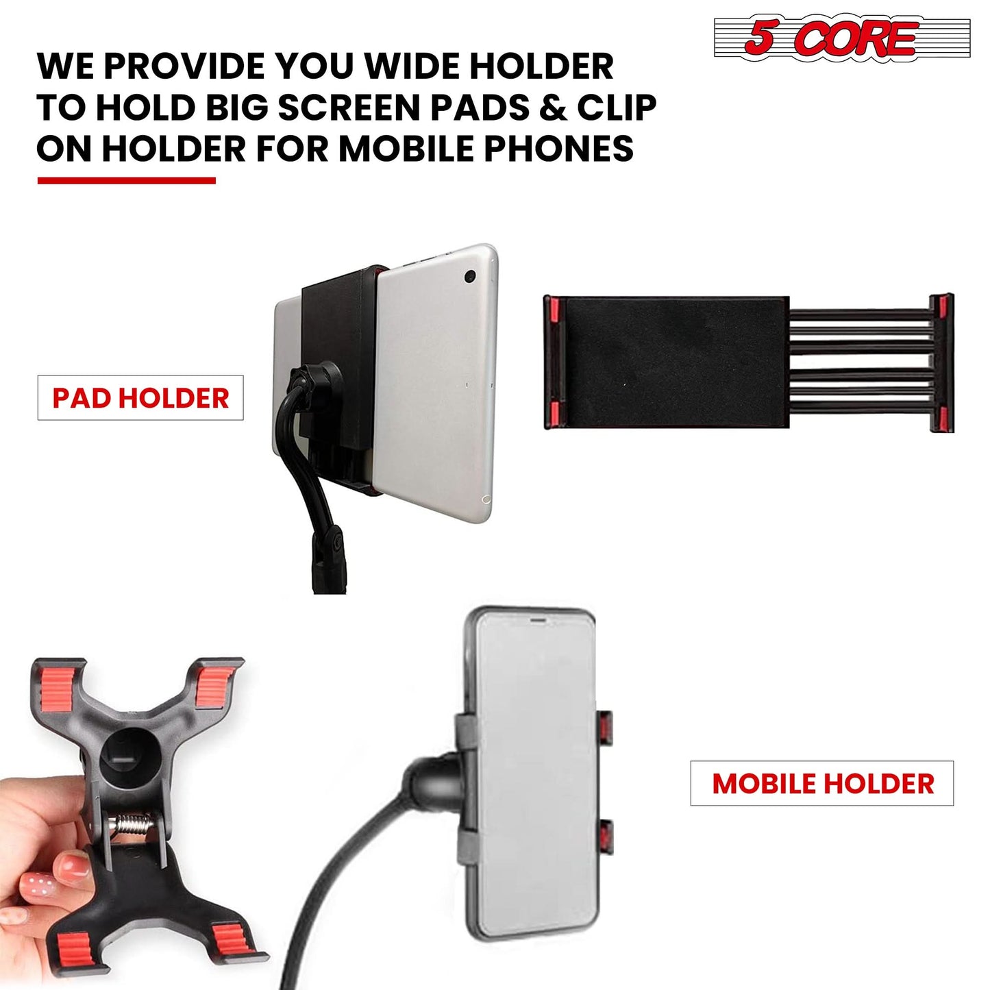 5 Core Tripod Mic Stand w Phone Holder Height Adjustable Microphone Mount Stands-2