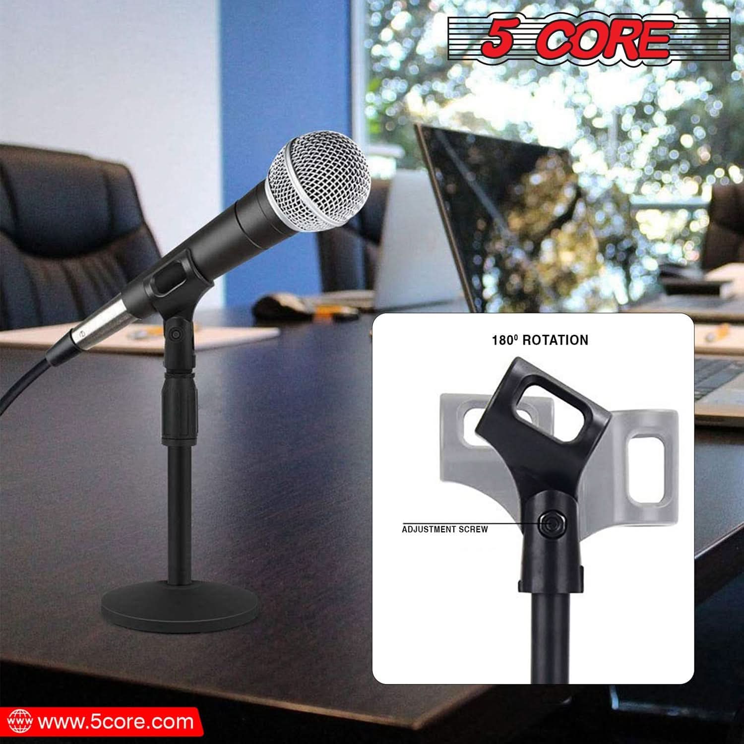 5 Core Microphone Clip Holder 6 Pieces Barrel Style with Screw Adapters 5/8 to 3/8 Inch-3