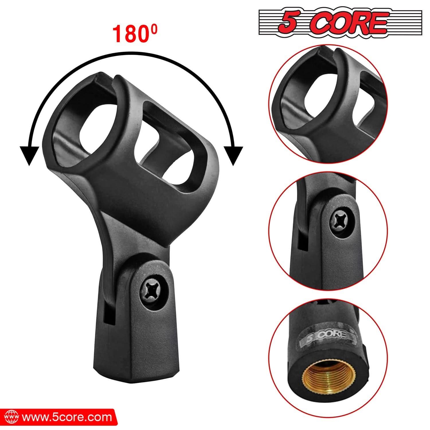 5 Core Microphone Clip Holder 6 Pieces Barrel Style with Screw Adapters 5/8 to 3/8 Inch-4