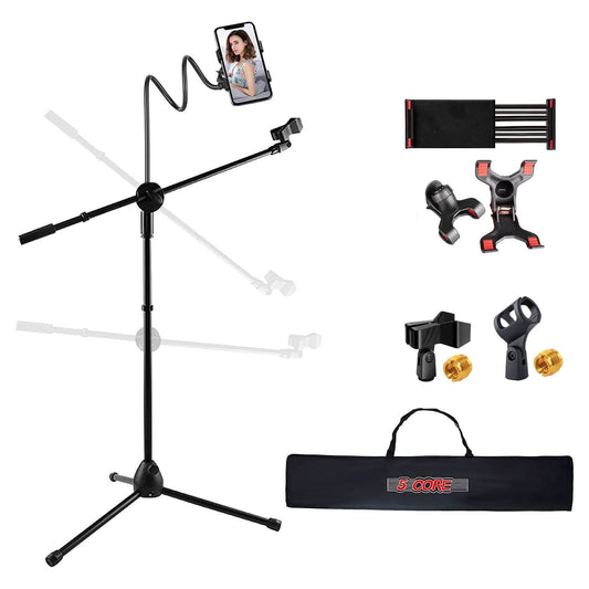 5 Core Tripod Mic Stand w Phone Holder Height Adjustable Microphone Mount Stands-0